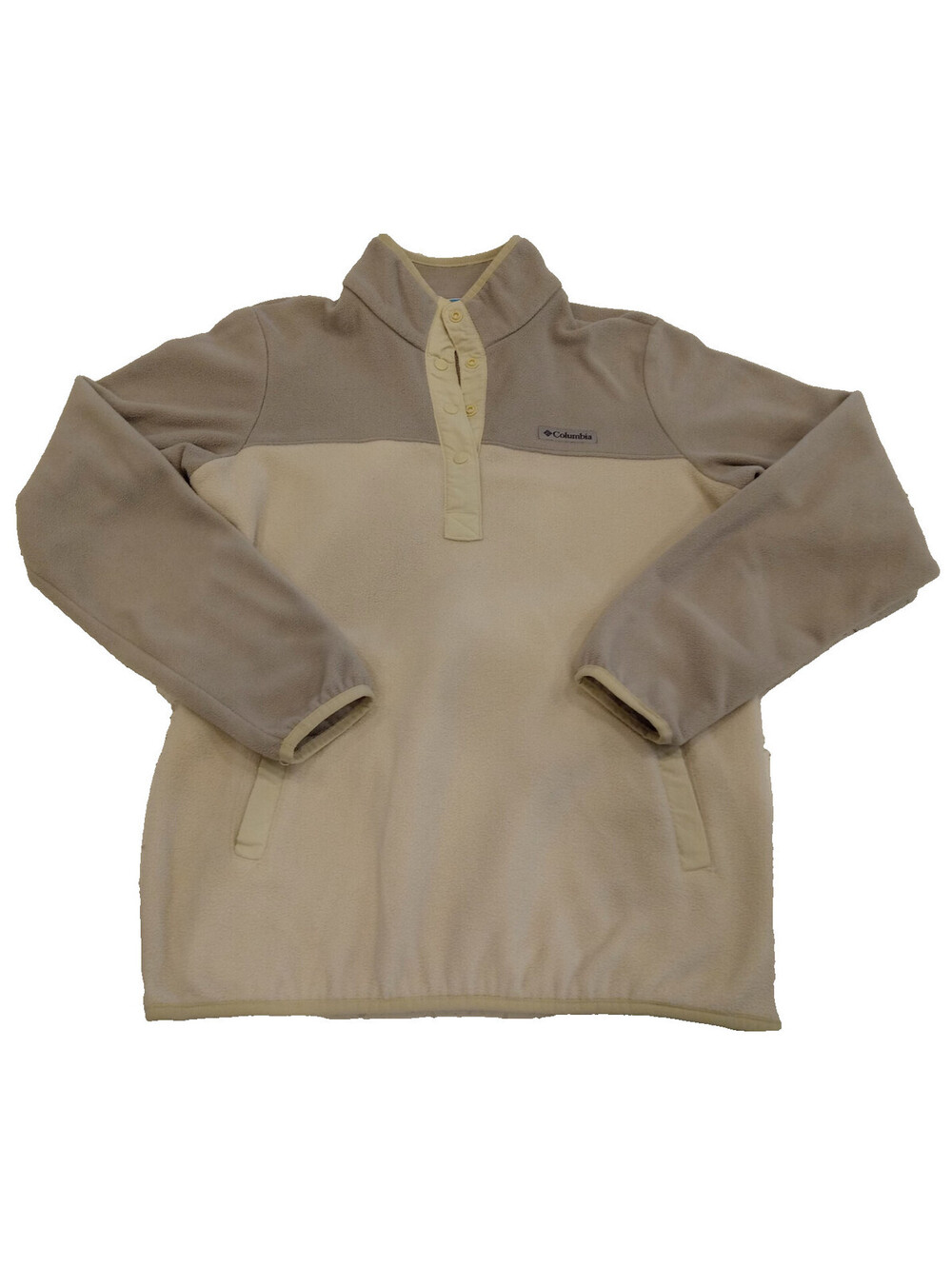 Columbia Benton Springs Pullover Womens Small Gray Cream Half Snap Fleece S